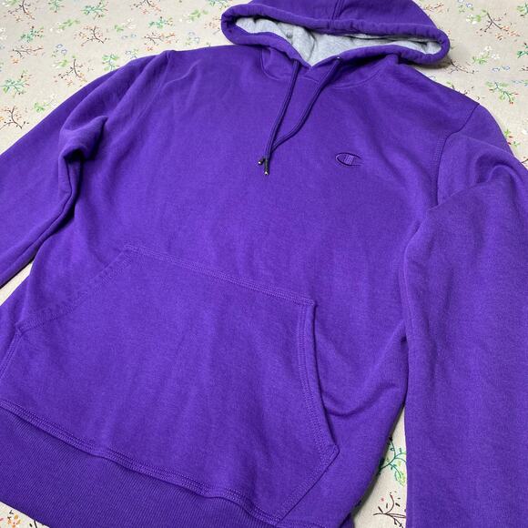 Champion Fleece Pullover Hoodie Purple Small Long Sleeve Sweater Unisex Pocket - Picture 2 of 4